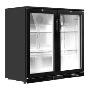 NNEDSZ Bar Fridge 2 Glass Door Commercial Display Freeer Drink Beverage Cooler Black