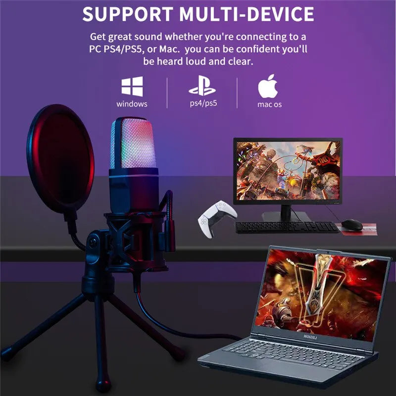 USB RGB Microphone Gaming Mic for Podcast & Streaming - Image 2